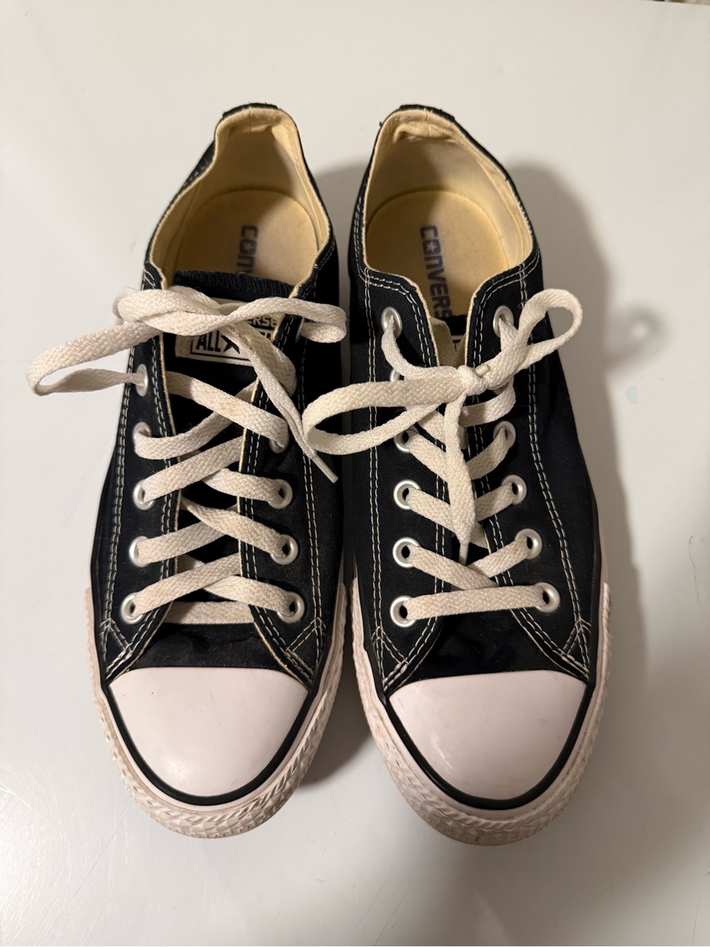 Converse Kids Black Canvas Low-Top Sneakers with White Accents